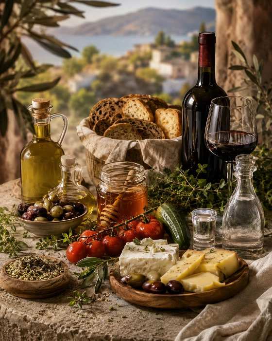 Cretan products selection at TOPMARKET Sfakaki in Rethymno Crete