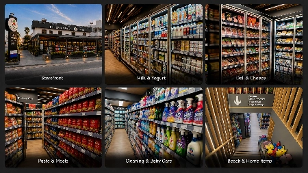 TOPMARKET Sfakaki supermarket with groceries dairy cleaning products and beach essentials